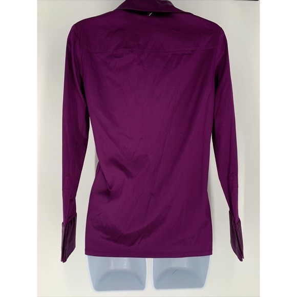 VINTAGE Y2K Silk Satin Button Up Shirt Kenar Purple NWT Sz 2 Small - Picture 3 of 8